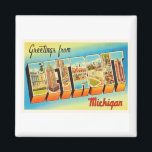 Aimant Detroit Michigan MI Vieux souvenir Vintage voyage<br><div class="desc">Detroit,  Michigan MI Une image de carte postale souvenir de voyage nostalgique,  un authentique design rétro. Salutations de l'American Travelog Virtual Touring Company!</div>