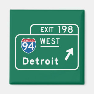 Aimant Detroit, panneau routier de MI