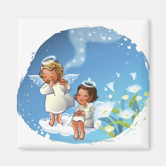 Aimant Deux anges assis sur les nuages (Devant)