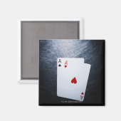 Aimant Deux As Jouant des cartes sur acier inoxydable (Recto/Verso)