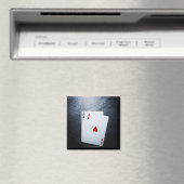 Aimant Deux As Jouant des cartes sur acier inoxydable (In Situ (Lave-vaisselle))