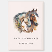 Aimant Deux beaux chevaux Mariage Occidental Sauvez la da (Recto)