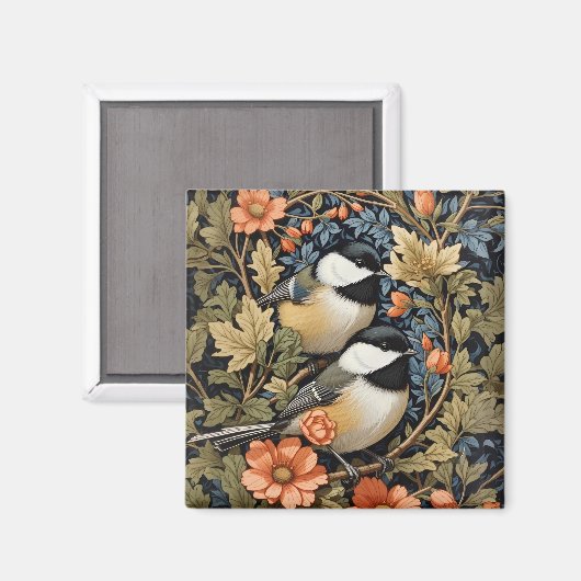 Aimant Deux Beaux Pickadee Noirs (Recto/Verso)