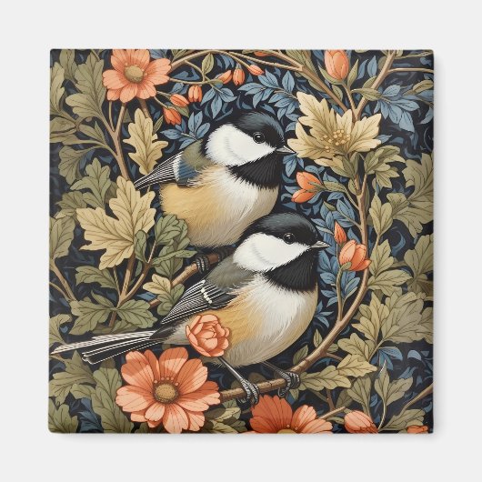 Aimant Deux Beaux Pickadee Noirs (Devant)