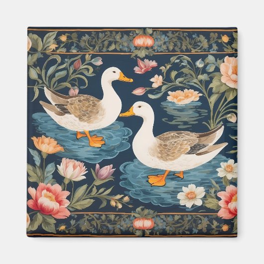 Aimant Deux Bleus Élégants William Morris Inspiré (Devant)