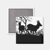 Aimant Deux cerfs dans une forêt - Silhouette allemande a (Recto/Verso)