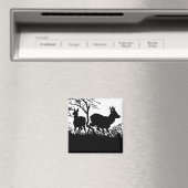 Aimant Deux cerfs dans une forêt - Silhouette allemande a (In Situ (Lave-vaisselle))