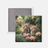 Aimant Deux Chatons À Gingembre À La Découverte D'Un Jard (Recto/Verso)