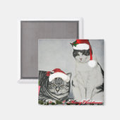 Aimant Deux chats de Noël (Recto/Verso)