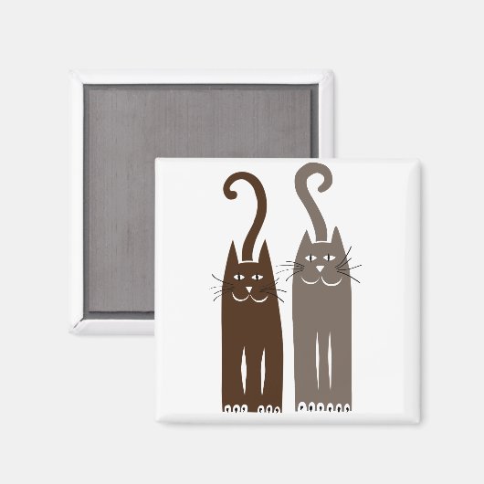 Aimant deux chats mignons (brun) (Recto/Verso)