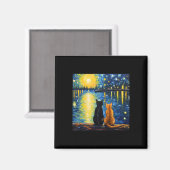 Aimant Deux chats Starry Night Lover Cat Art Peinture Kit (Recto/Verso)