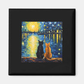 Aimant Deux chats Starry Night Lover Cat Art Peinture Kit (Devant)