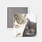 Aimant Deux chats - tabby et tortie (Recto/Verso)