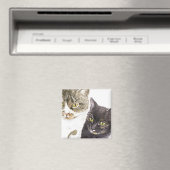 Aimant Deux chats - tabby et tortie (In Situ (Lave-vaisselle))