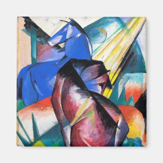 Aimant Deux chevaux rouges et bleus de Franz Marc (Devant)