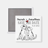 Aimant Deux Chiens Puppy Love Enregistrer La Date (Recto/Verso)