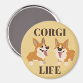 Aimant Deux Chiots Corgi Mignons (Recto/Verso)