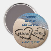 Aimant Deux Coeurs Dans Le Sable Économisez L'Aimant Date (Recto/Verso)