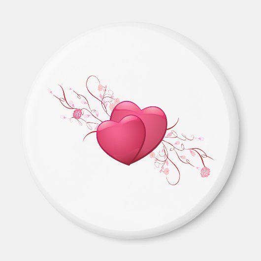 Aimant Deux Coeurs roses (Devant)