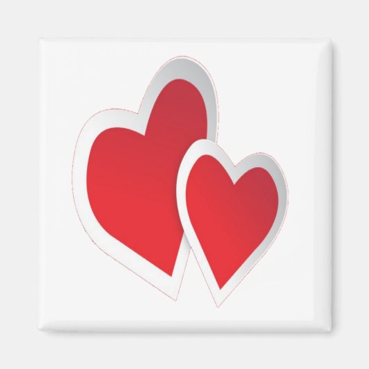 Aimant Deux Coeurs rouges (Devant)