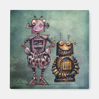 Aimant Deux Drôle Robots Steampunk !