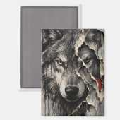 Aimant Deux Faces du Même Loup (Recto/Verso)