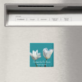 Aimant deux fleurs de tulipe blanches, sauvegarder la dat (In Situ (Lave-vaisselle))