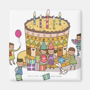 Aimant Deux garçons et trois filles en fête