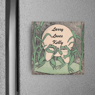 Aimant Deux grenouilles Amour Vert Funny