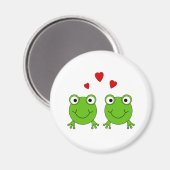Aimant Deux grenouilles vertes au coeur rouge. (Recto/Verso)