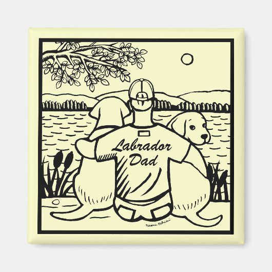 Aimant Deux Labradors et papa (Devant)
