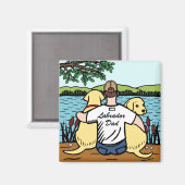 Aimant Deux Labradors Jaunes et papa (Recto/Verso)