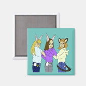 Aimant Deux lapins et un chaton (Recto/Verso)