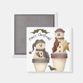 Aimant Deux mignons Snowmen :: Joyeux Noël Design (Recto/Verso)