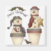 Aimant Deux mignons Snowmen :: Joyeux Noël Design (Devant)