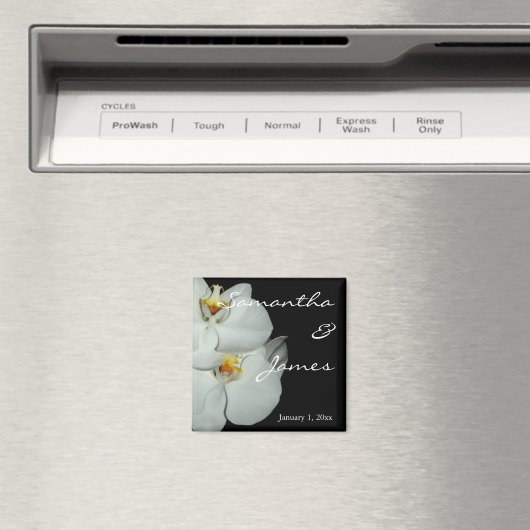 Aimant Deux Orchidées Blanches Mariage personnel (In Situ (Lave-vaisselle))