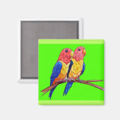 Aimant Deux perroquets sur une perche (Recto/Verso)