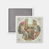 Aimant Deux poissons anthropomorphes dans un train (Recto/Verso)