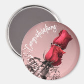 Aimant Deux Roses Rouges Photo Message d'occasion spécial (Recto/Verso)