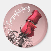 Aimant Deux Roses Rouges Photo Message d'occasion spécial (Devant)