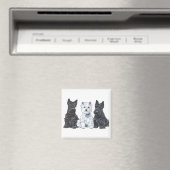 Aimant Deux Scotties et un Westie (In Situ (Lave-vaisselle))