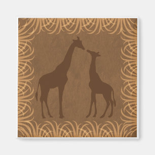 Aimant Deux silhouettes de girafe (thème de safari)