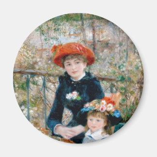 Aimant Deux Soeurs en Terrasse par Renoir. Impression d'a