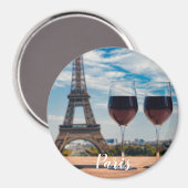 Aimant Deux verres de vin avec la tour Eiffel (Recto/Verso)