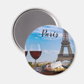 Aimant Deux verres de vin en café à Paris (Recto/Verso)