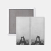 Aimant Deux vues sur la construction de l'Eiffel (Recto/Verso)