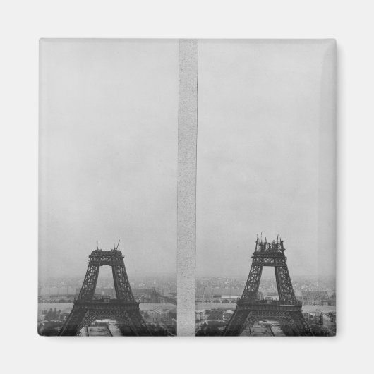 Aimant Deux vues sur la construction de l'Eiffel (Devant)