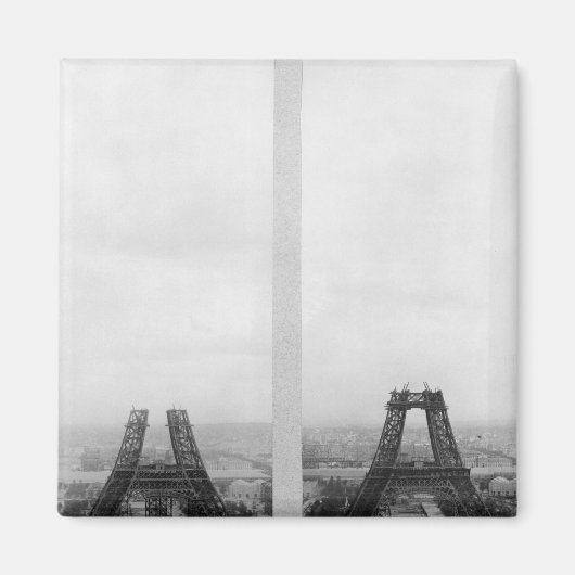 Aimant Deux vues sur la construction de l'Eiffel (Devant)