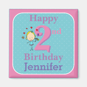 Aimant Deuxième Anniversaire, Deux Ans, Fille