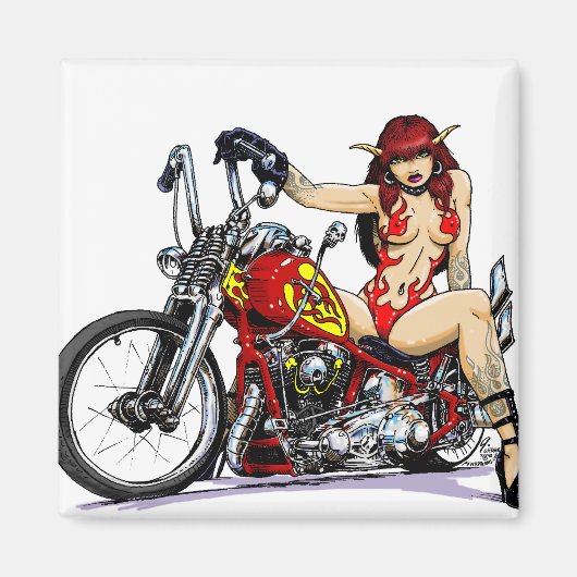 Aimant Devil Girl Biker (Devant)